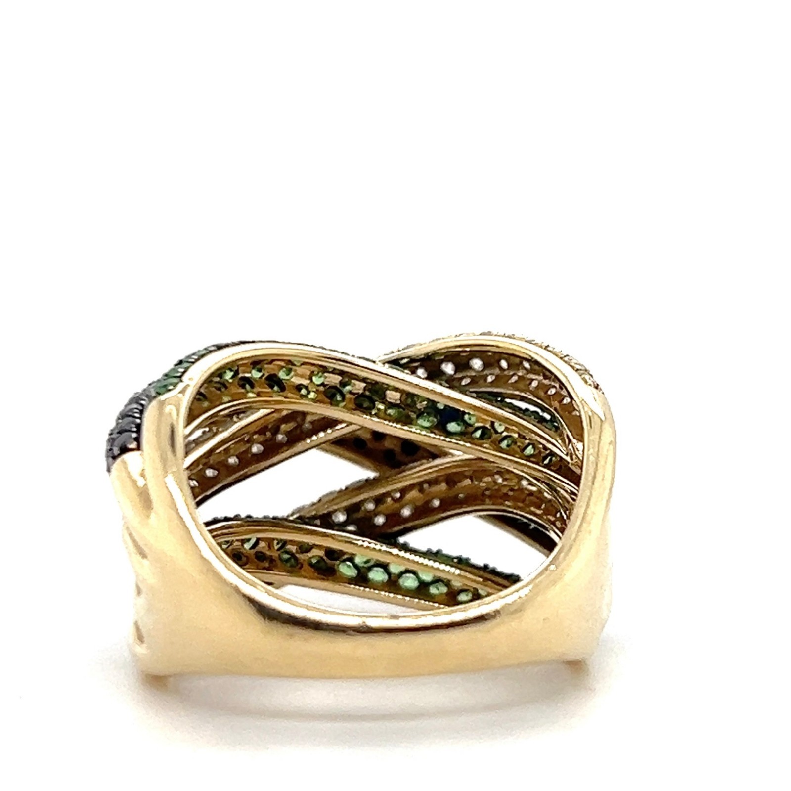 Effy Contemporary Diamond Black Diamond Tsavorite Garnet 14k Gold Cocktail Ring