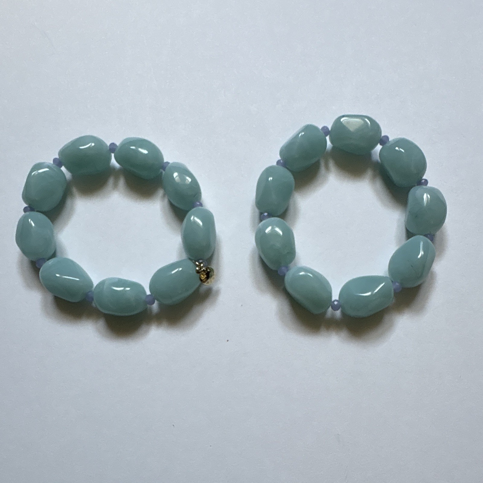 J. Crew Light Blue Acrylic Beaded Stretch Bracelet Dangle Charm Oval Beads