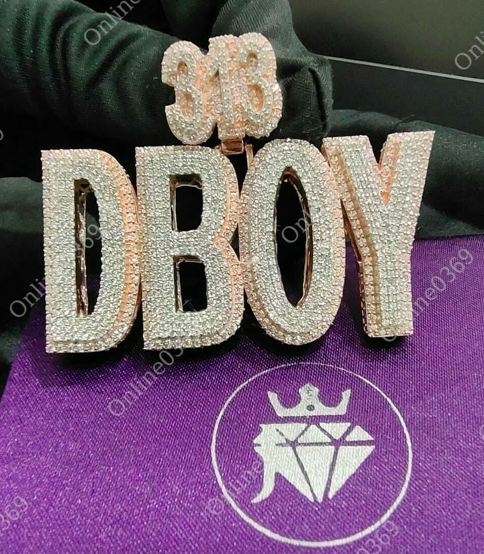 Rose Gold Plated mens 3 ct Round Cubic Zirconia Custom 313 DBOY Name Pendant