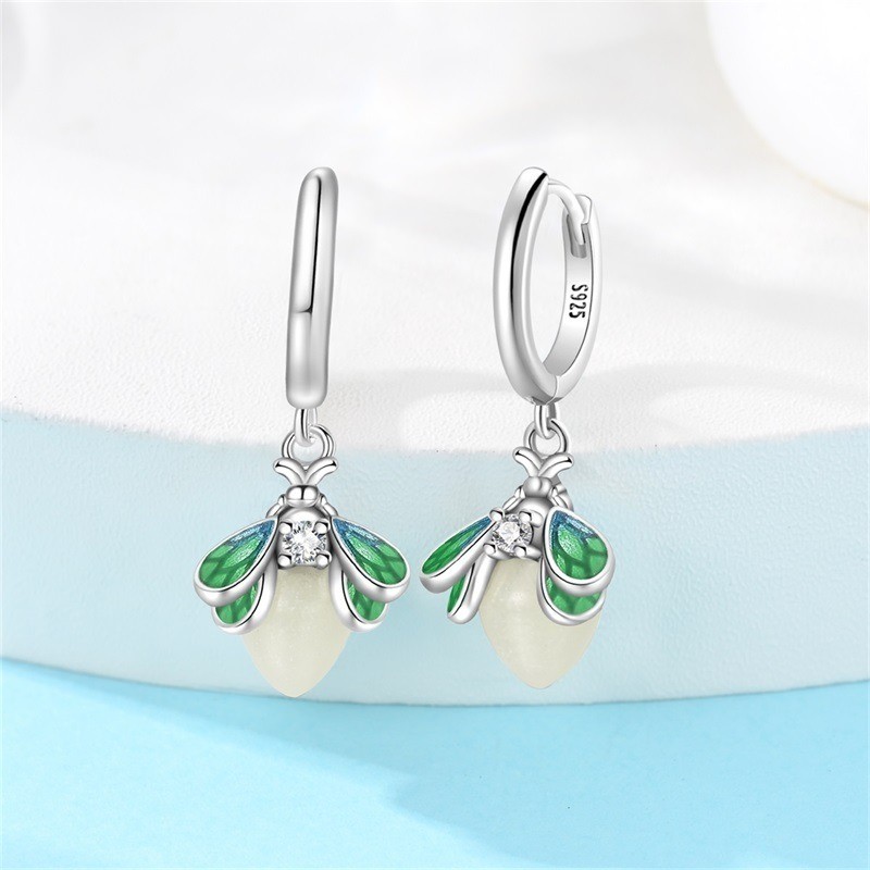 PANDACH 925 Sterling Silver Glow in the Dark Firefly Earrings For Women Jewelry