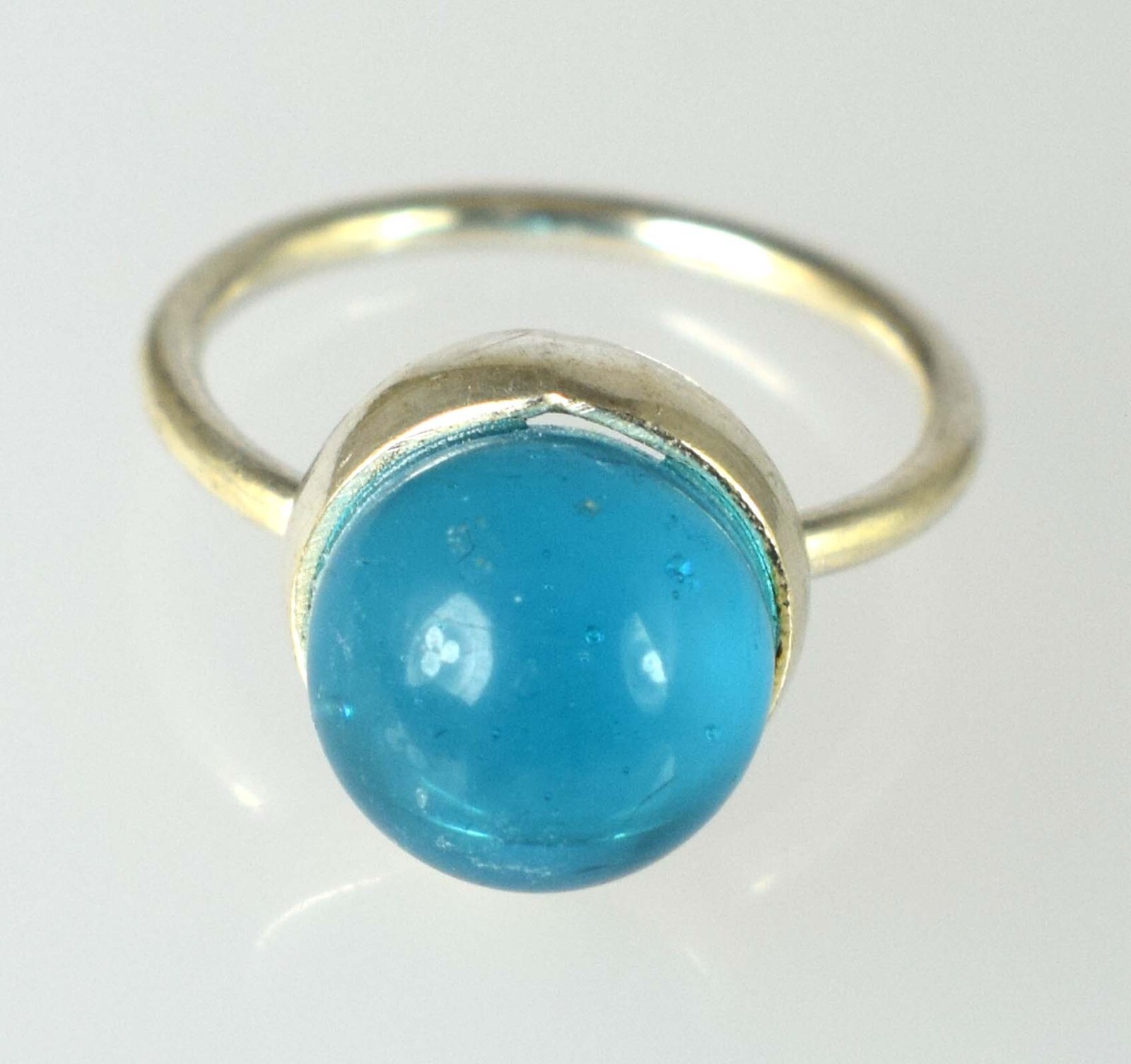 23.10 Ct/11 mm Brazilian Blue Topaz Gemstone Ball Ring Classic Collection