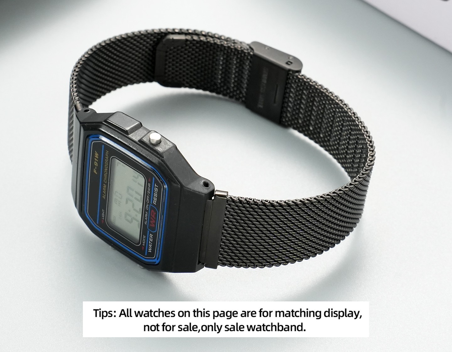 For Casio A158 A159 Modified Stainless Steel Watch Case F91 Metal Case Strap