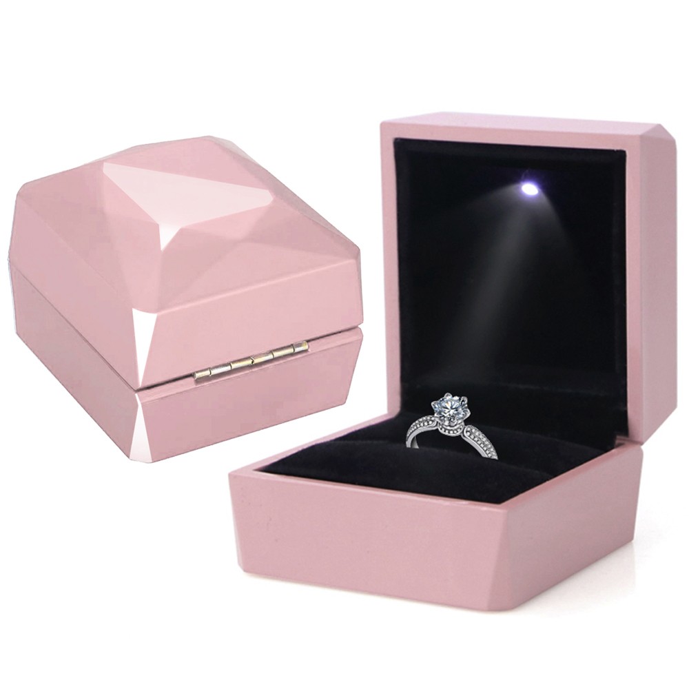 LED Lighted Ring Box Jewelry Gift Storage Case for Wedding Proposal Engagement