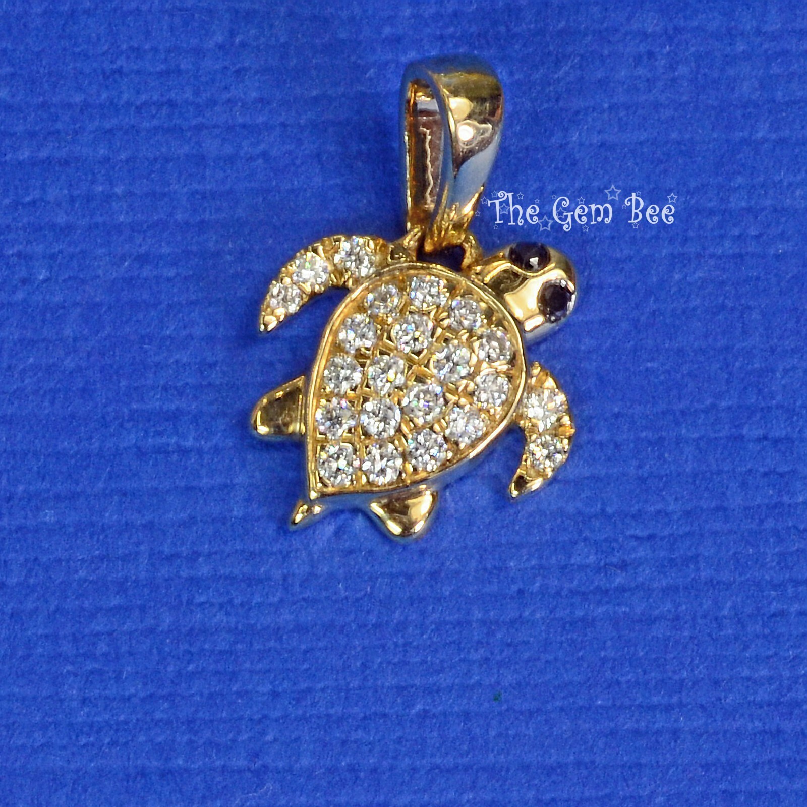 9.3×10.8mm 14K Yellow Gold Diamond Petite Sea Turtle Charm Necklace Pendant