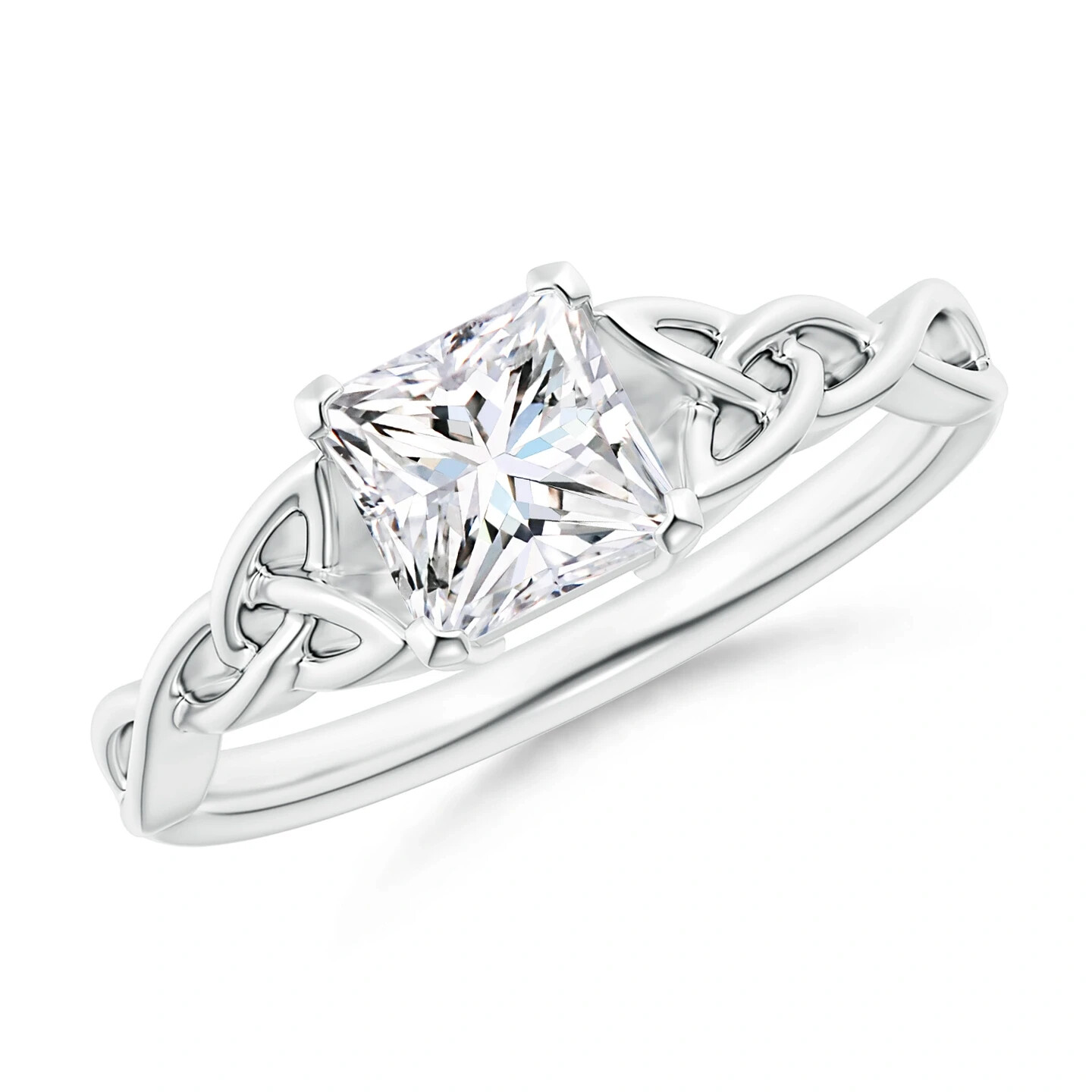 Moissanite rings Princess Cut rings Knot Ring Solitaire 925 Sterling silver ring