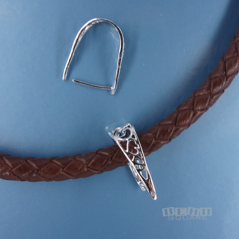 2 Sterling Silver Filigree Slider Pinch Pendant Bail Connectors 15mm #33372