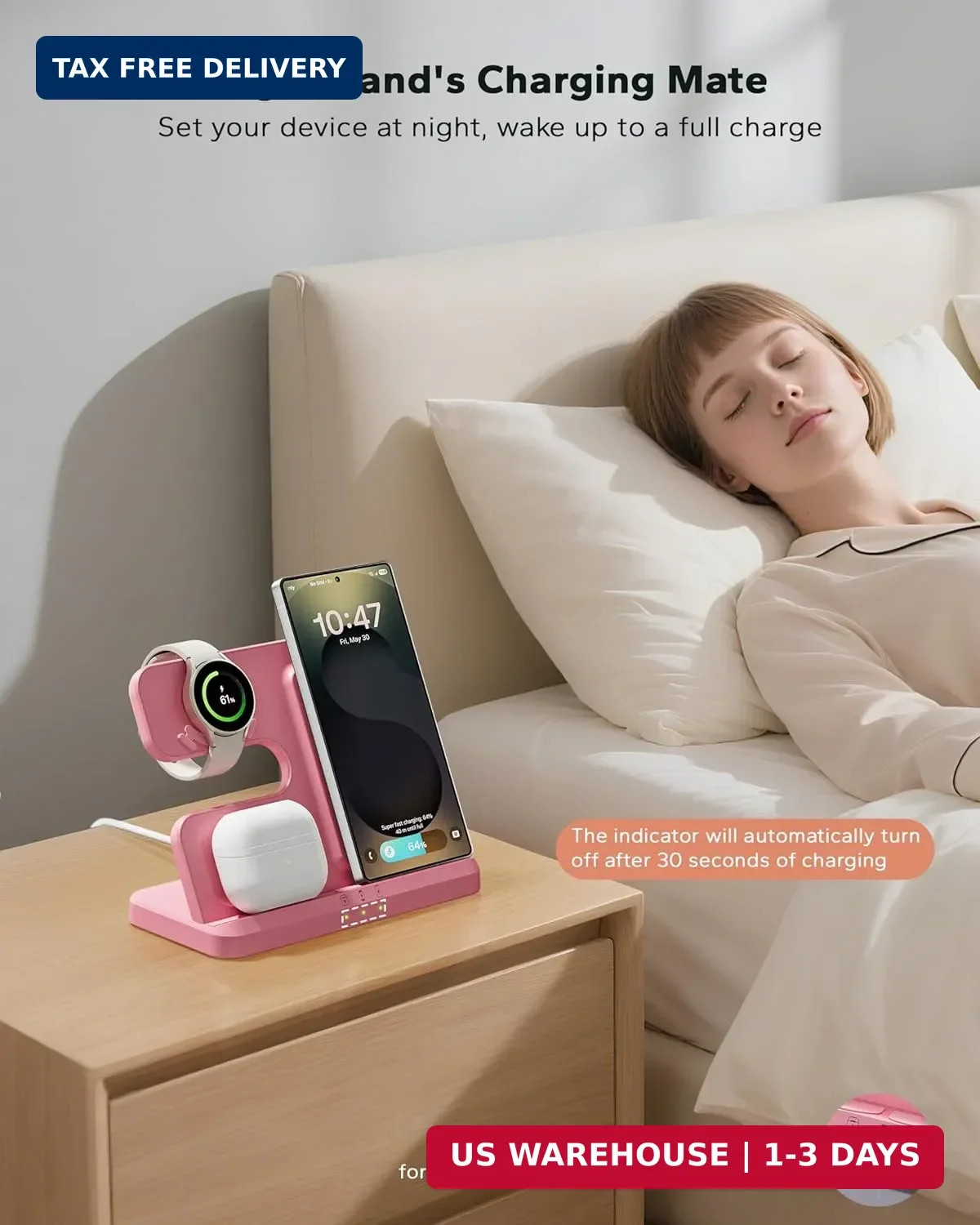 Wireless 3 in 1 Charging Station for Samsung, Phone and Watch Charger for Galaxy