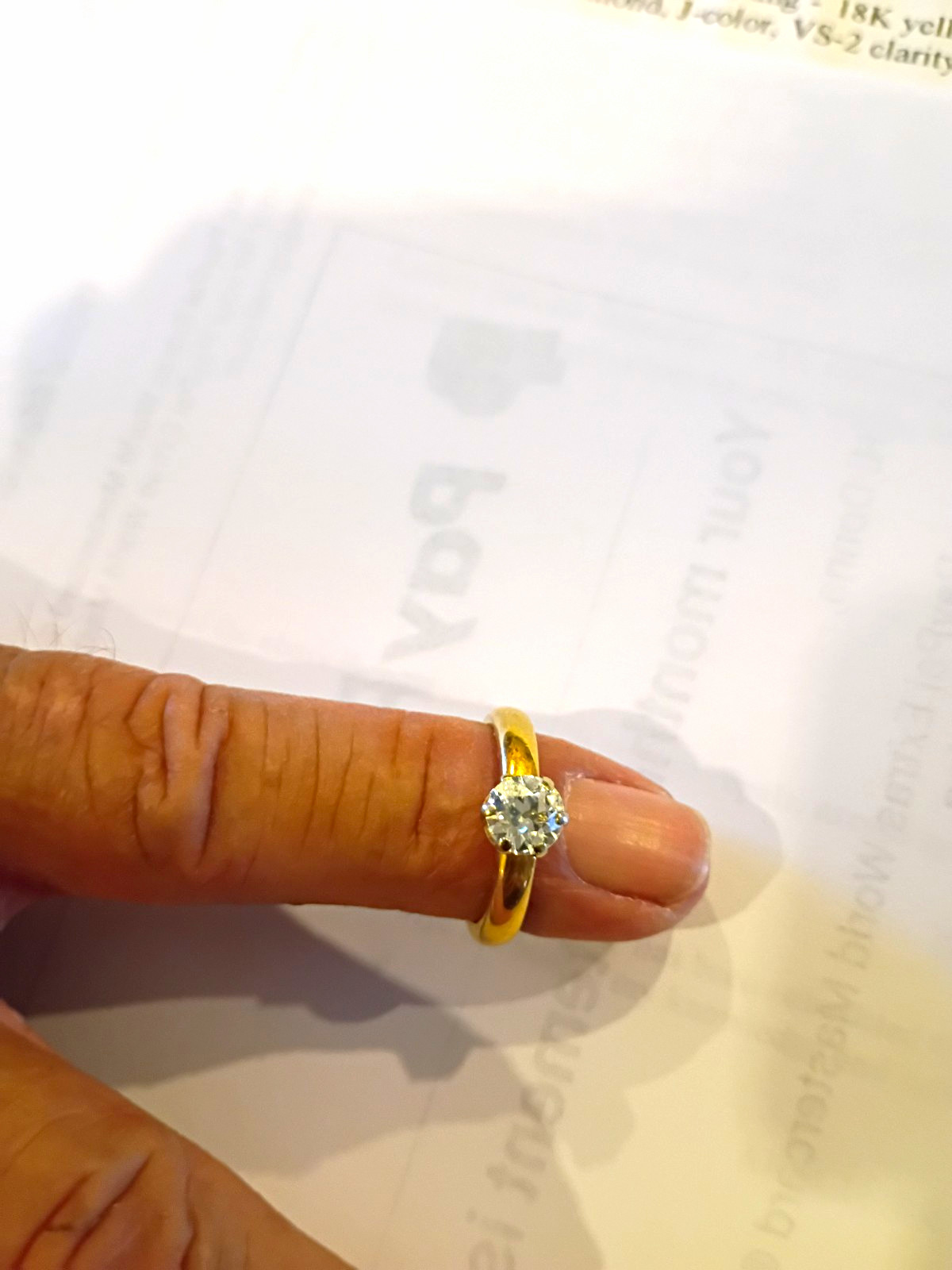 S. Silverberg & Sons 18K Yellow Gold Old Mine Cut 0.82ct VS2 J Solitaire Ring 6