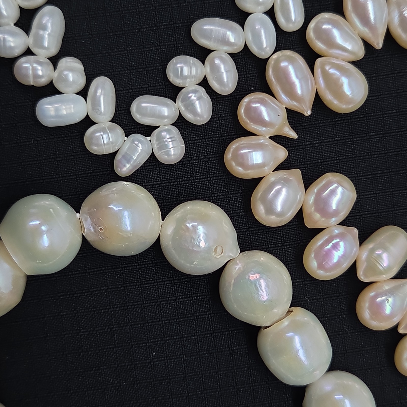 FWP Necklace Pearls Only Large Fresh Water High Luster x3 White Cream NO Chain