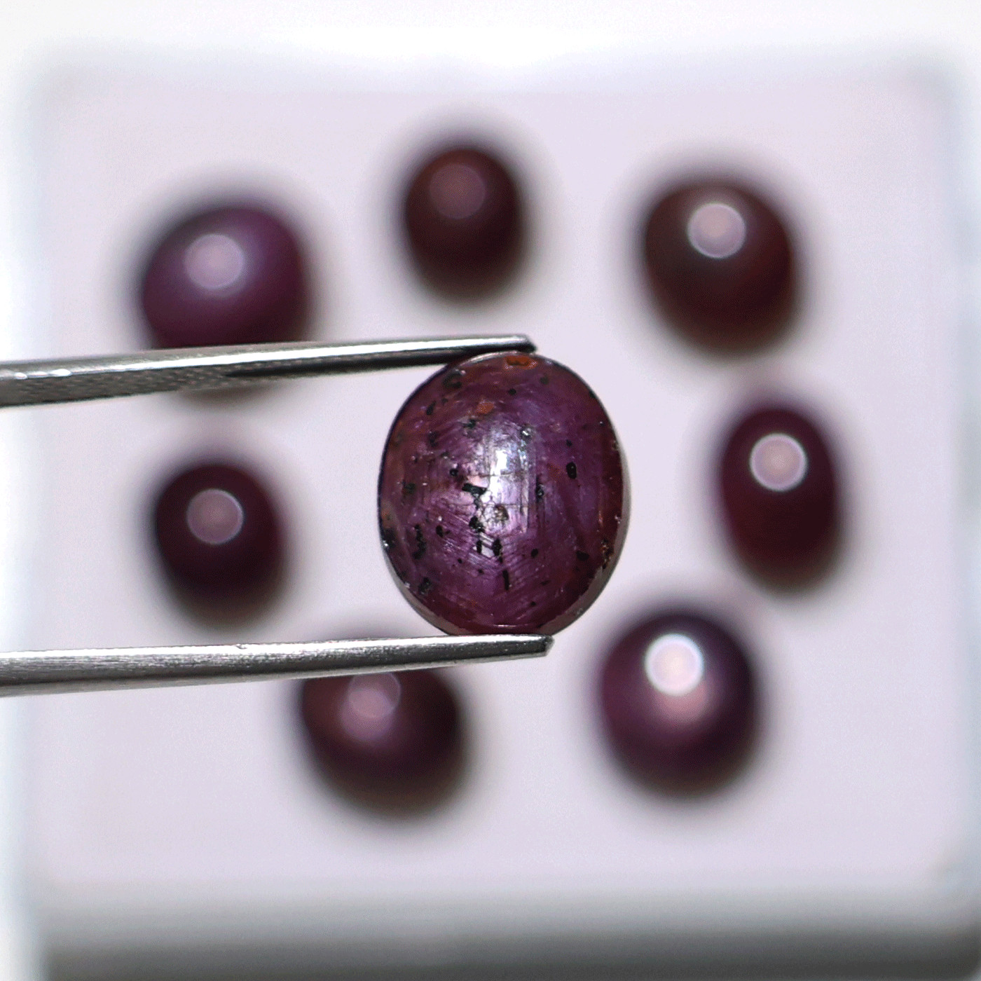8 PC Cosmic Glow Star Ruby Cabochons – Silky Red Asterism – 10.6mm-13.5mm Parcel
