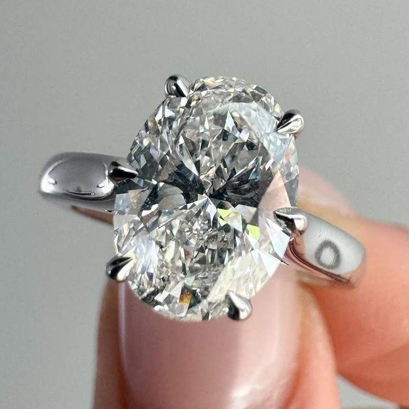 4.90 Ct Oval Cut Moissanite Solitaire Bold Engagement Ring 925 Sterling Silver