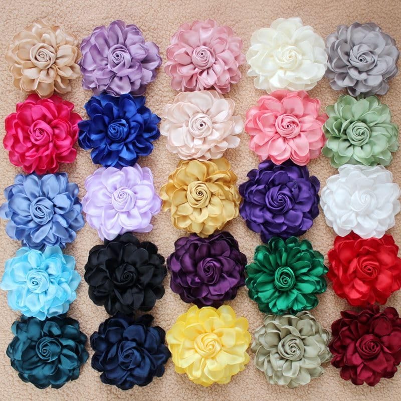 Broche de flor de tela de satén extra grande para mujer, accesorios, broche