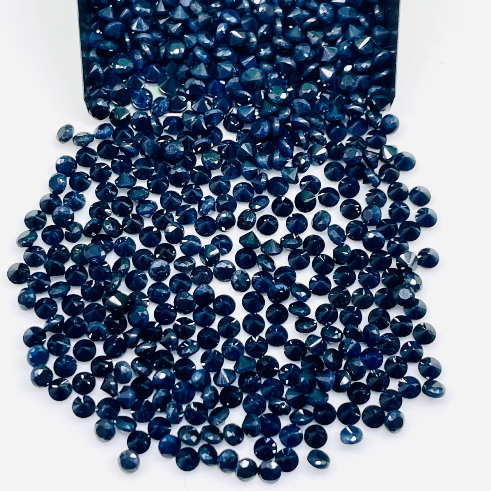 Natural Blue Sapphire 50 Pcs 2.5mm Round Diamond Cut Calibrated Loose Gemstones
