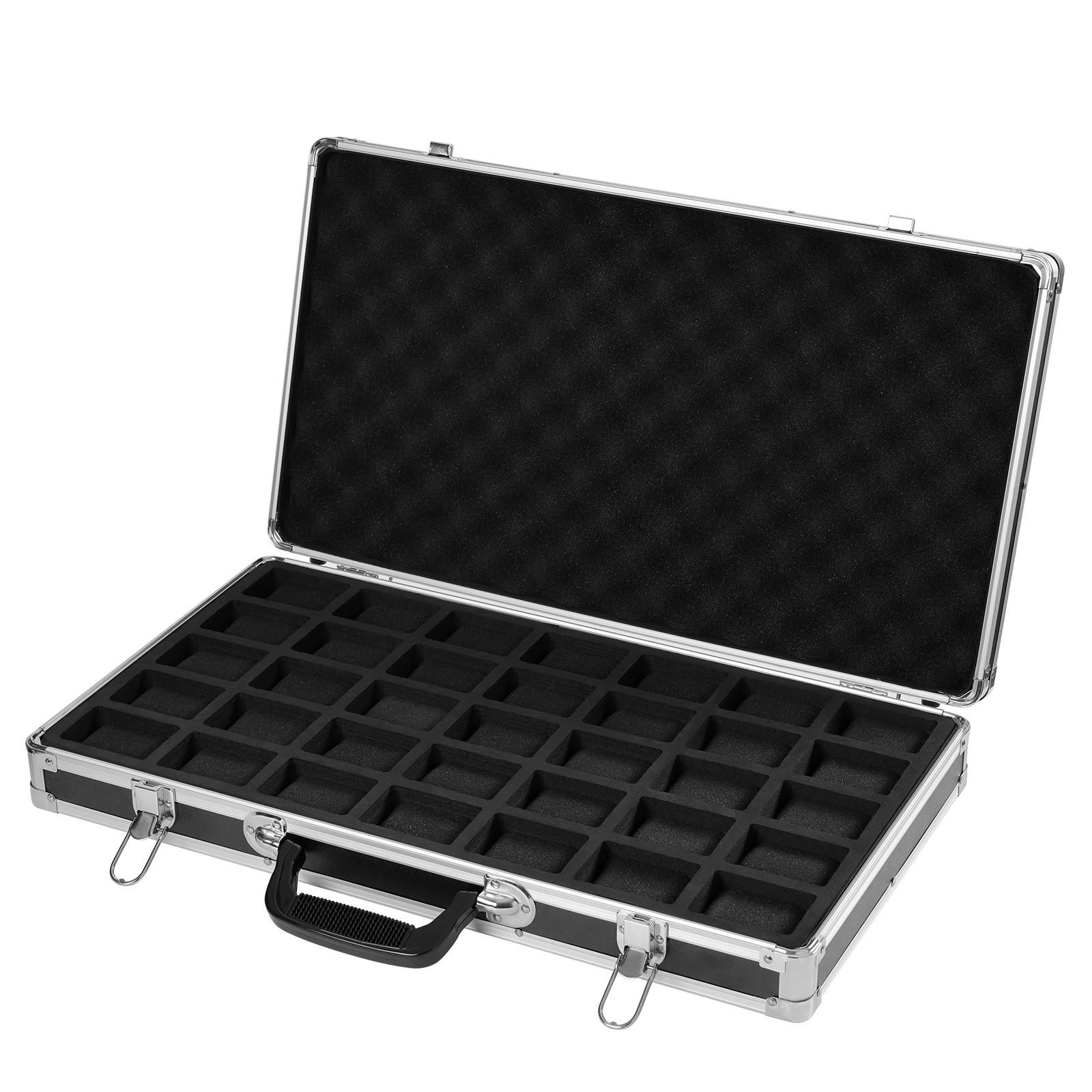 35 Slots Aluminum Watch Display Case Lockable Watch Jewelry Storage Showing Box