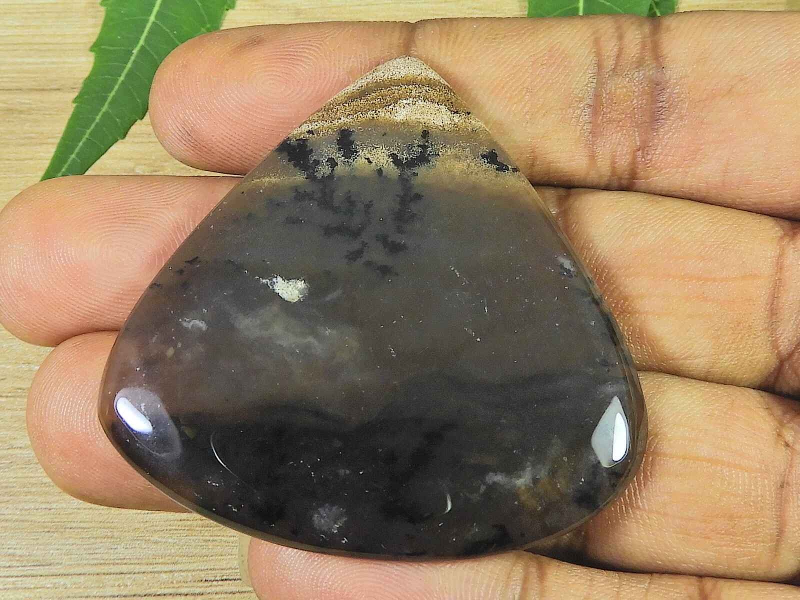 49X50X04MM Natural Honey Dendrite Pear Shape Cabochon Loose Gemstone 86Cts.
