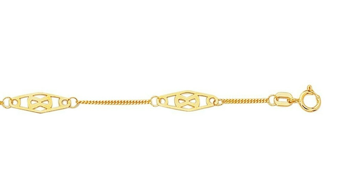 14kt 9″-10″ Yellow Gold Adjustable Twisted Bar Fancy Anklet Bracelet 1.4grms