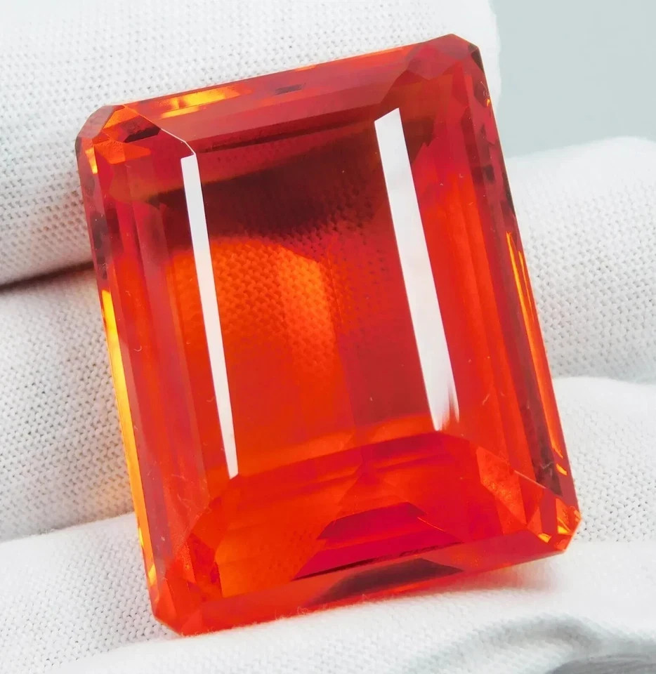 Natural Orange 300 Ct Brazilian Topaz Emerald Cut Loose Gemstone AGL Certified