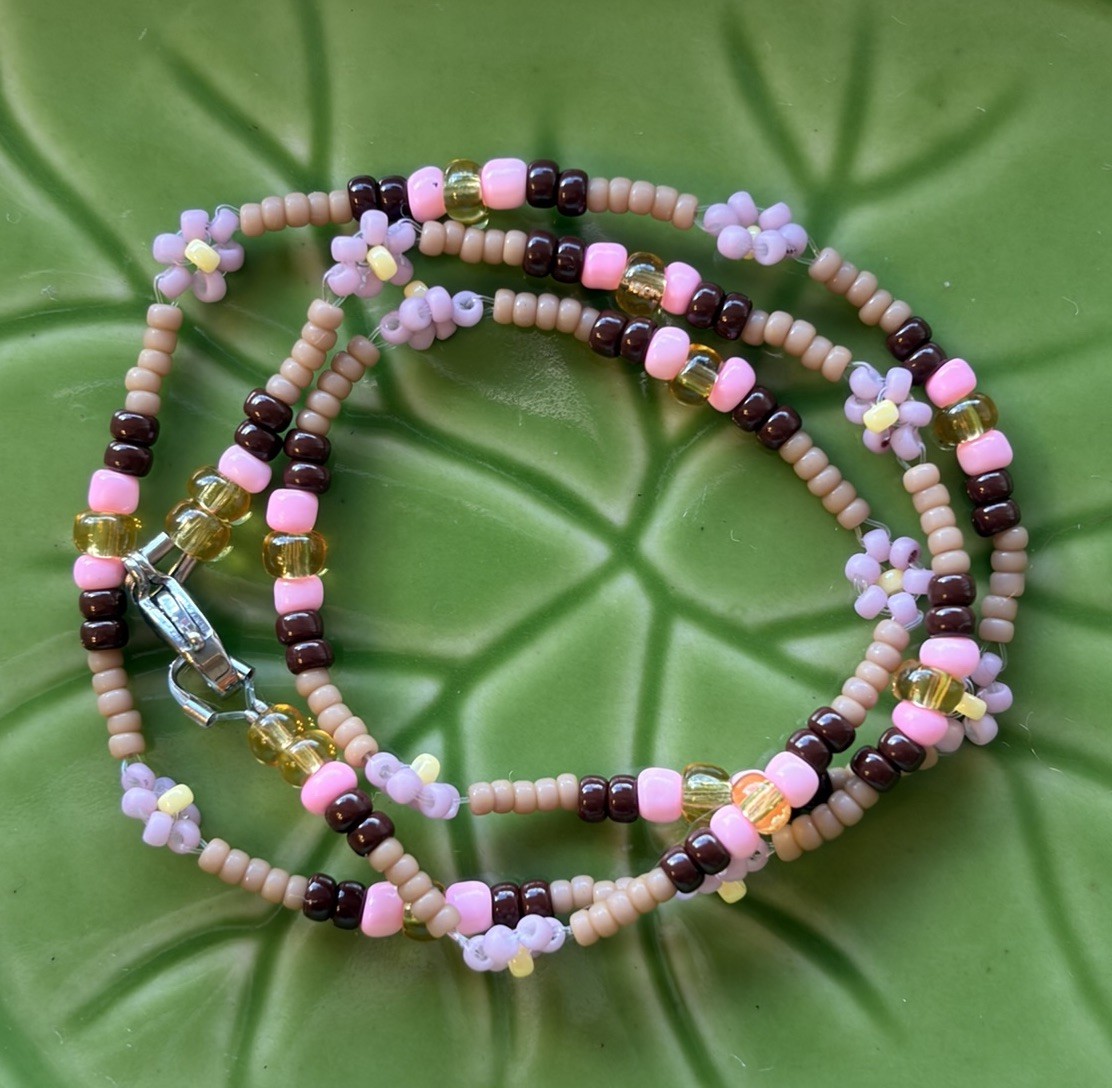 🪻Handmade Earth-Toned Glass Seed Bead Necklace & Stainless Steel Clasp🪻