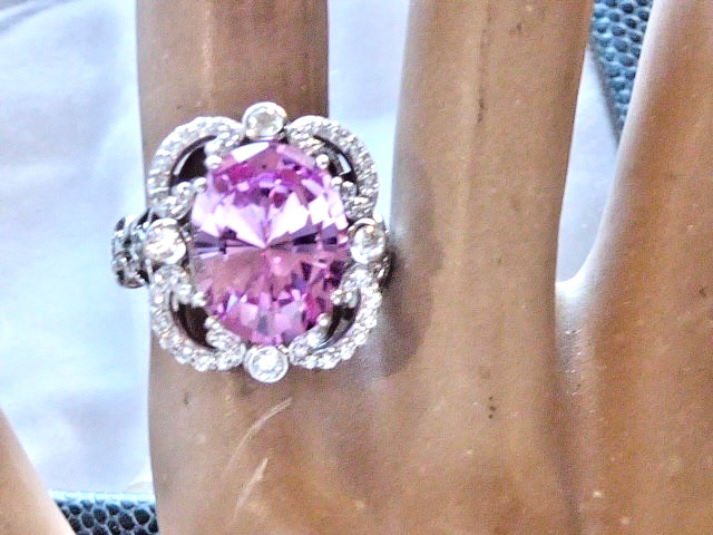 NEW QVC Diamonique Erica Courtney Size 8 Pink XO EC 925 Sterling Silver Ring