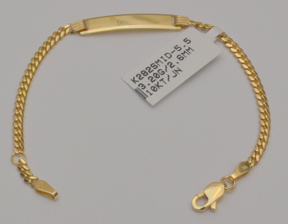10K Solid Yellow Gold Cuban Link Chain Baby ID Bracelet 5 -5.5 Inches 3.2 Gr Q1
