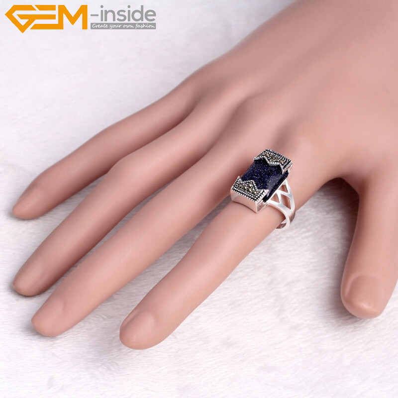 “tibetan Silver Gemstone Rings #7-#9 – Faceted Rectangle Turquoise Cat Eye