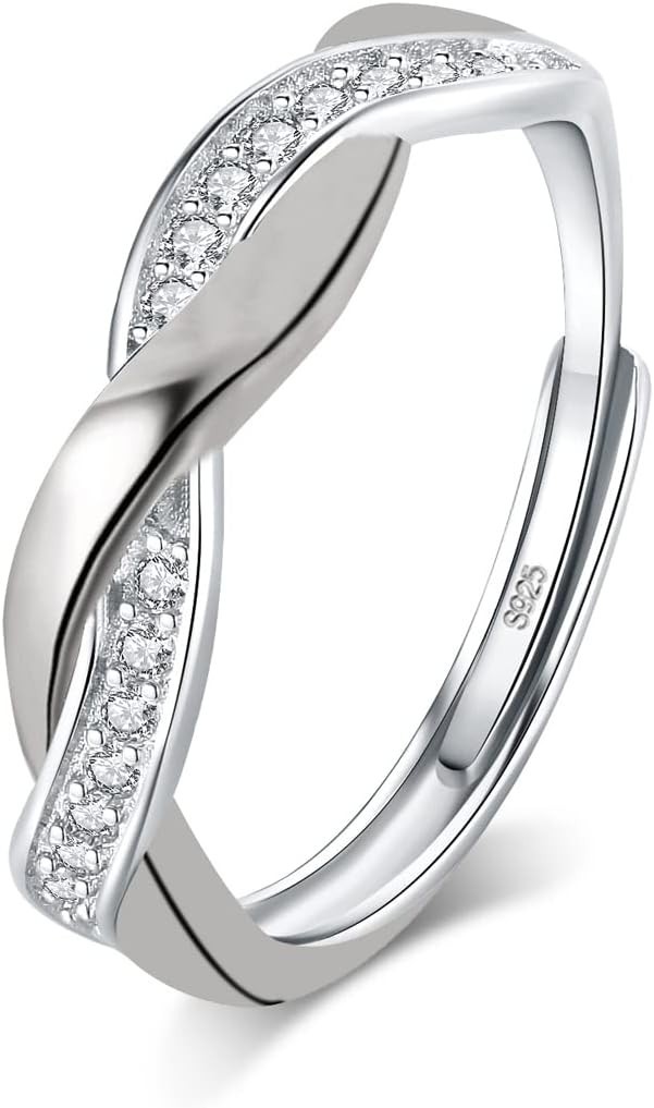 Elegant Adjustable 925 Silver Plated Ring – Cubic Zirconia Gift Box Included