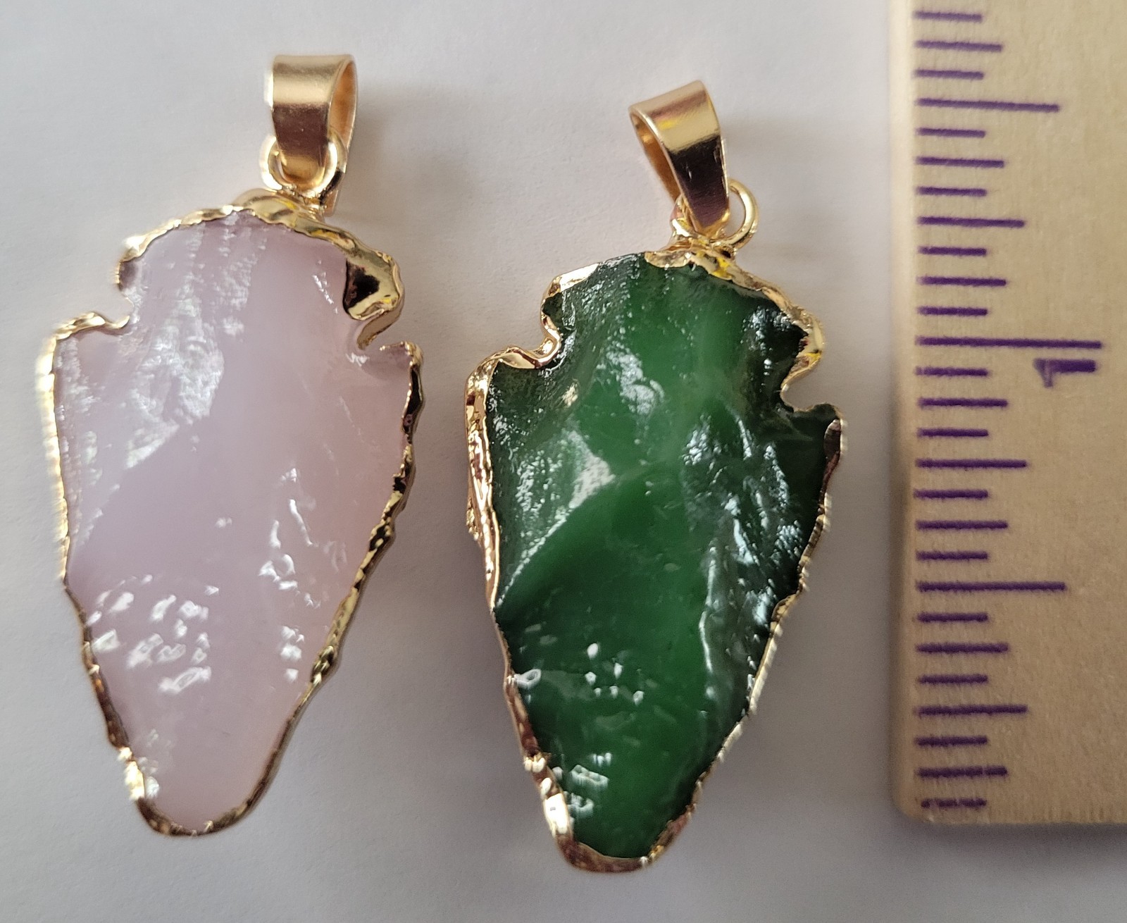 2 Natural Stone Arrowhead Necklaces EACH with two 18″ chains
