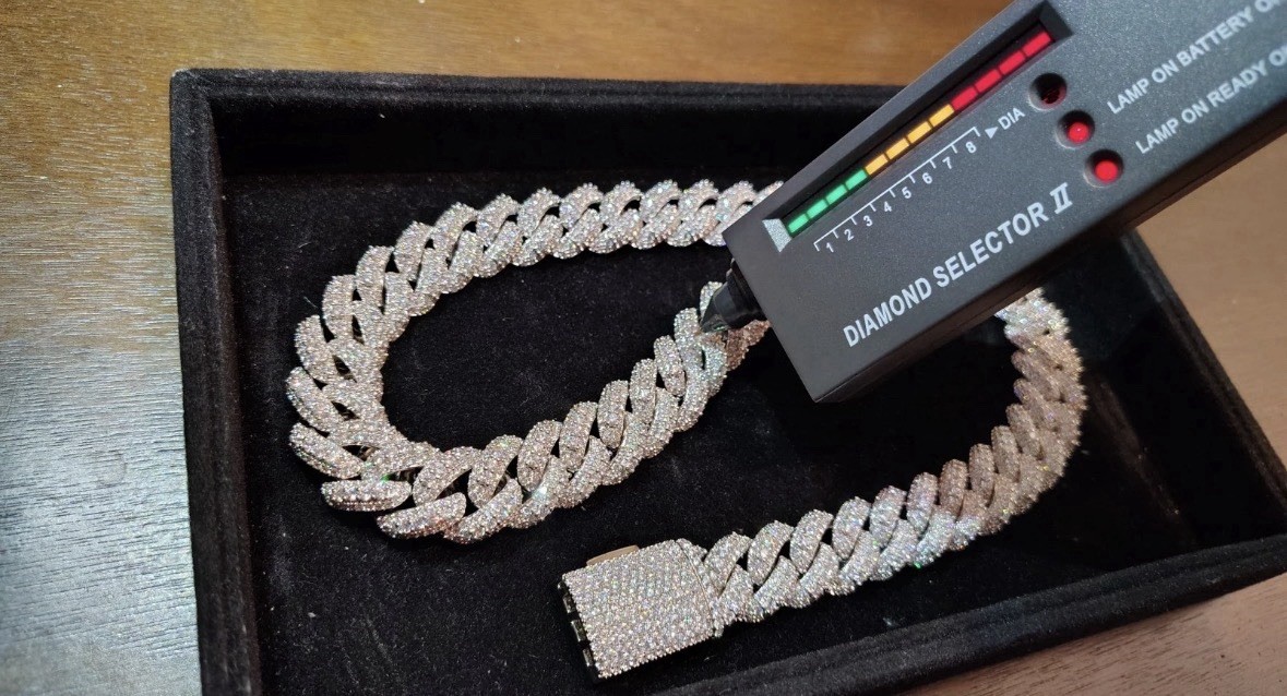 Iced Out VVS CZ Stones Miami Cuban Link Chain, 20 Inch, Luxury, Passes Tester