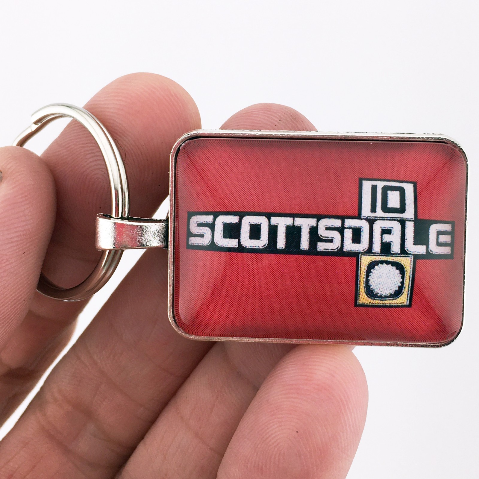Vintage Chevy Scottsdale 10 Chrome Fender Emblem CHOOSE BACKGROUND COLR Keychain