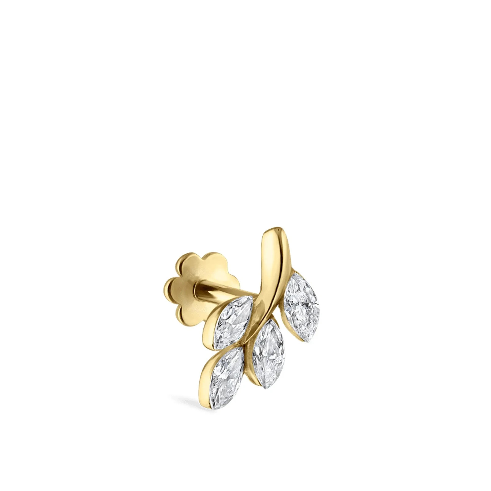 Marquise Moissanite Floral Helix Cartilage Stud 925 Sterling Silver