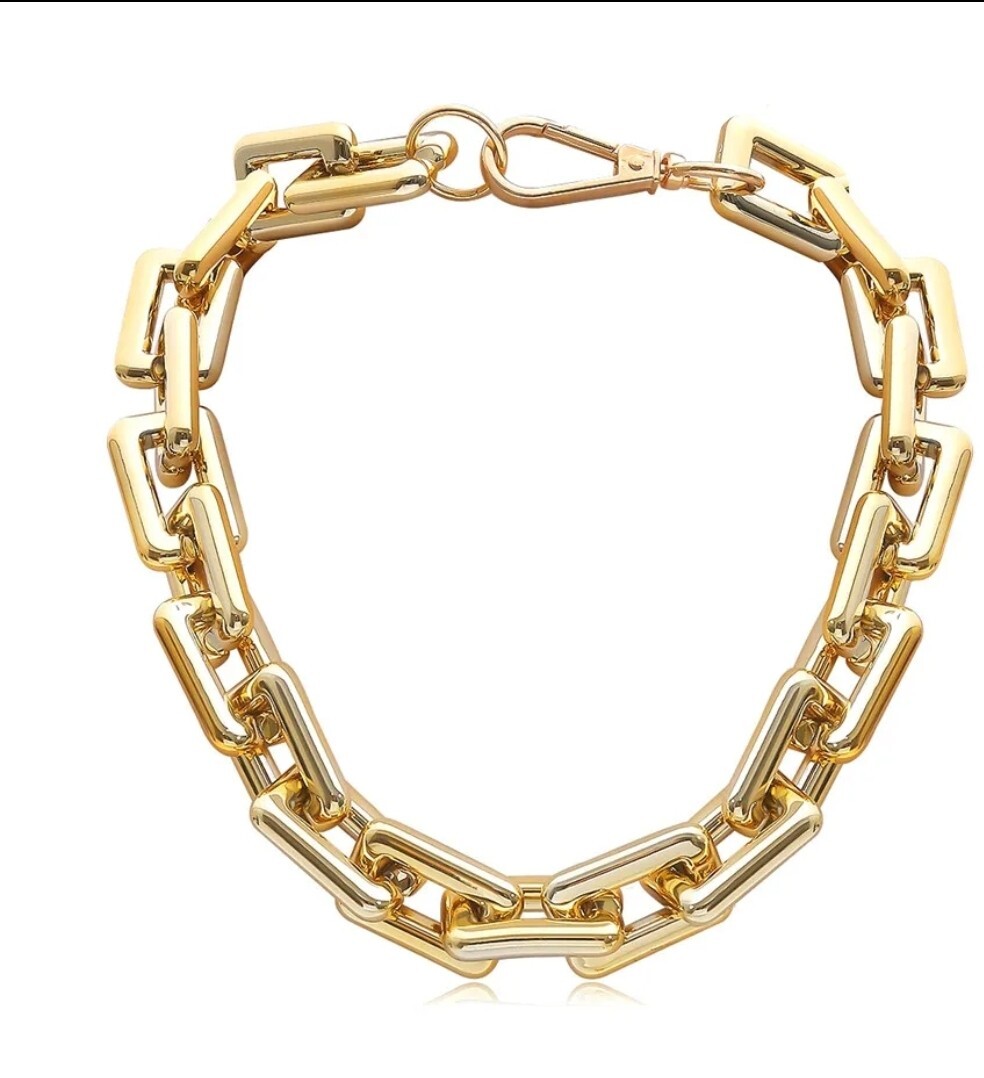 Women’s Lightweight Gold Color Chunky Style 18″ Chain Choker Necklace 92-2
