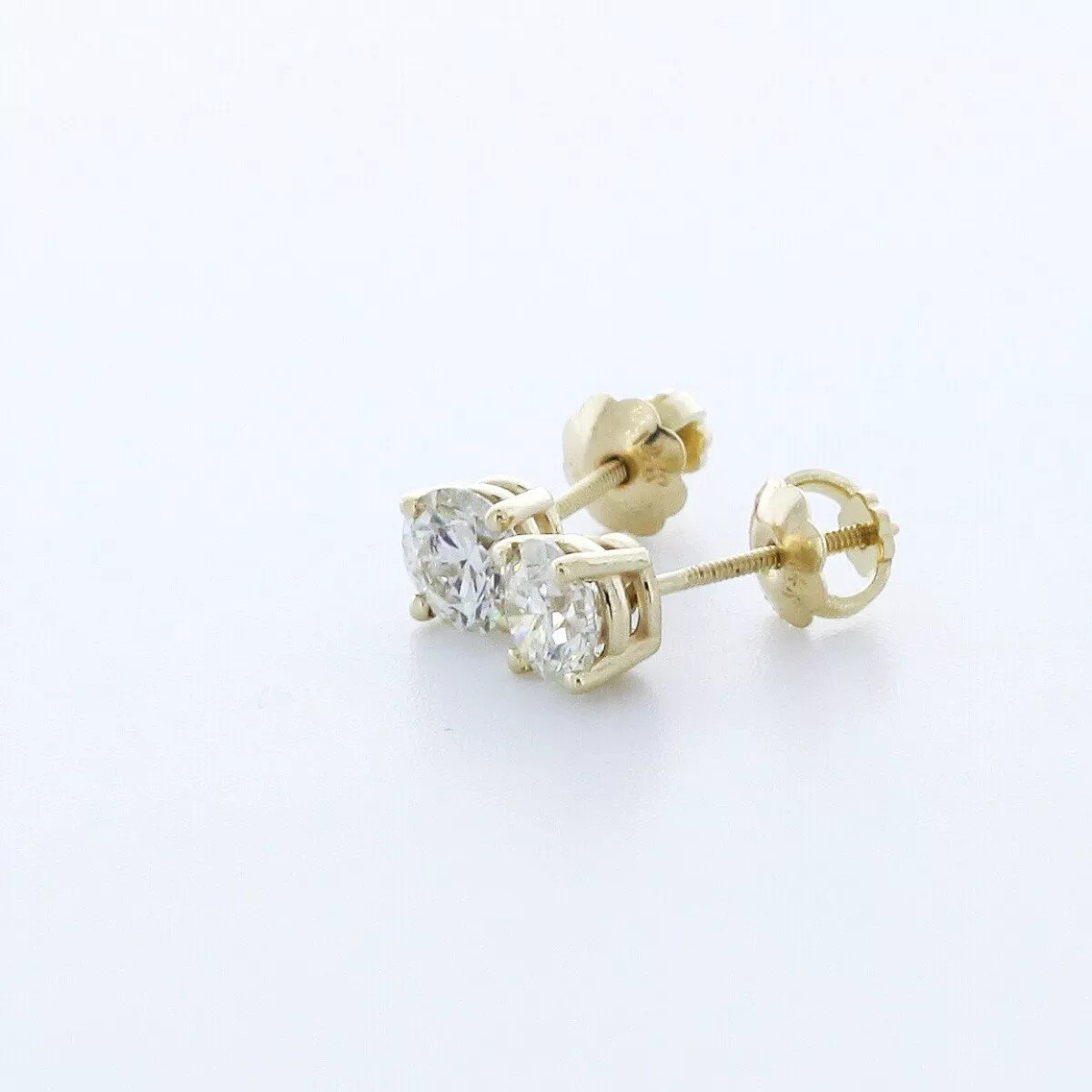 Solid 14K White Gold Stud Earrings Classic 1.31 CT Round Natural Diamond H SI2