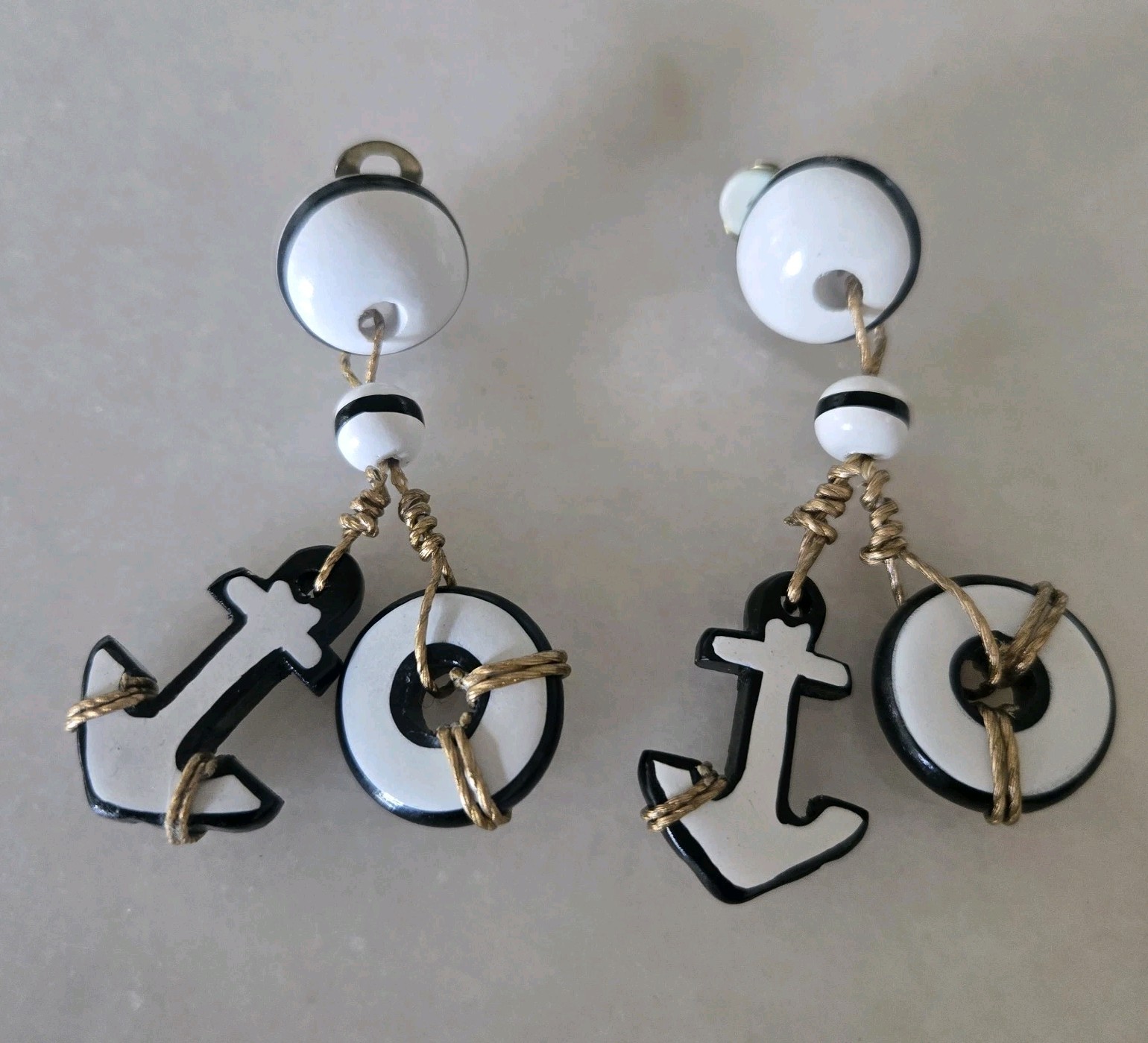 Vintage Nautical Clip On Earrings, Cruise, Party, Beach, Vacation