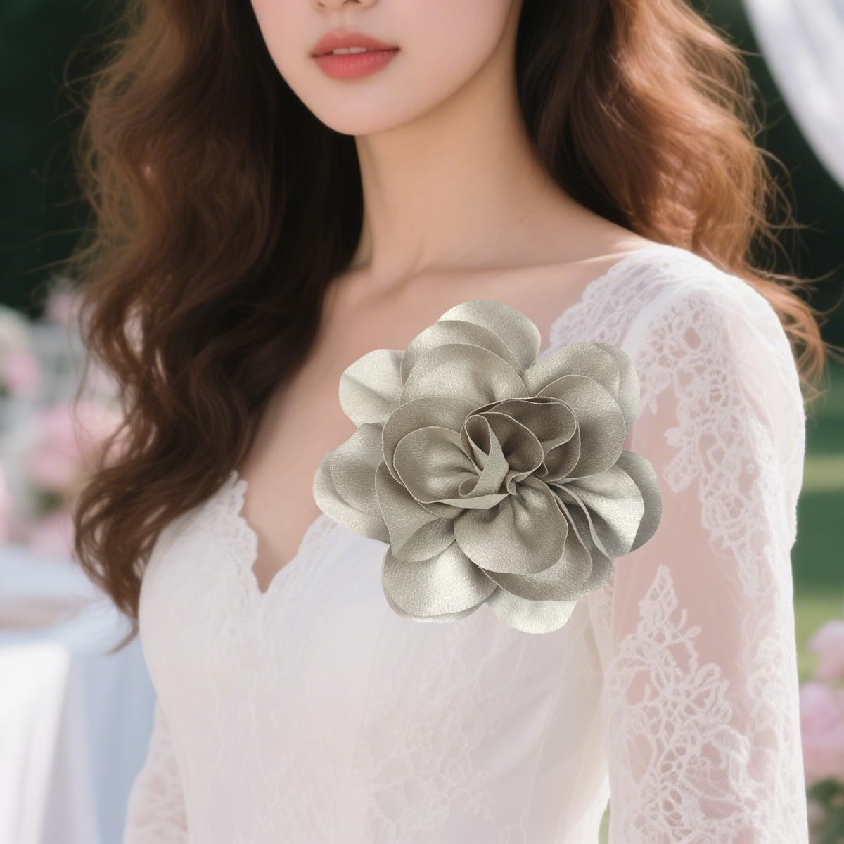 Large Rose Flower Brooches Chiffon Camellia Brooch Lapel Pins Hair Clips Hat Pin