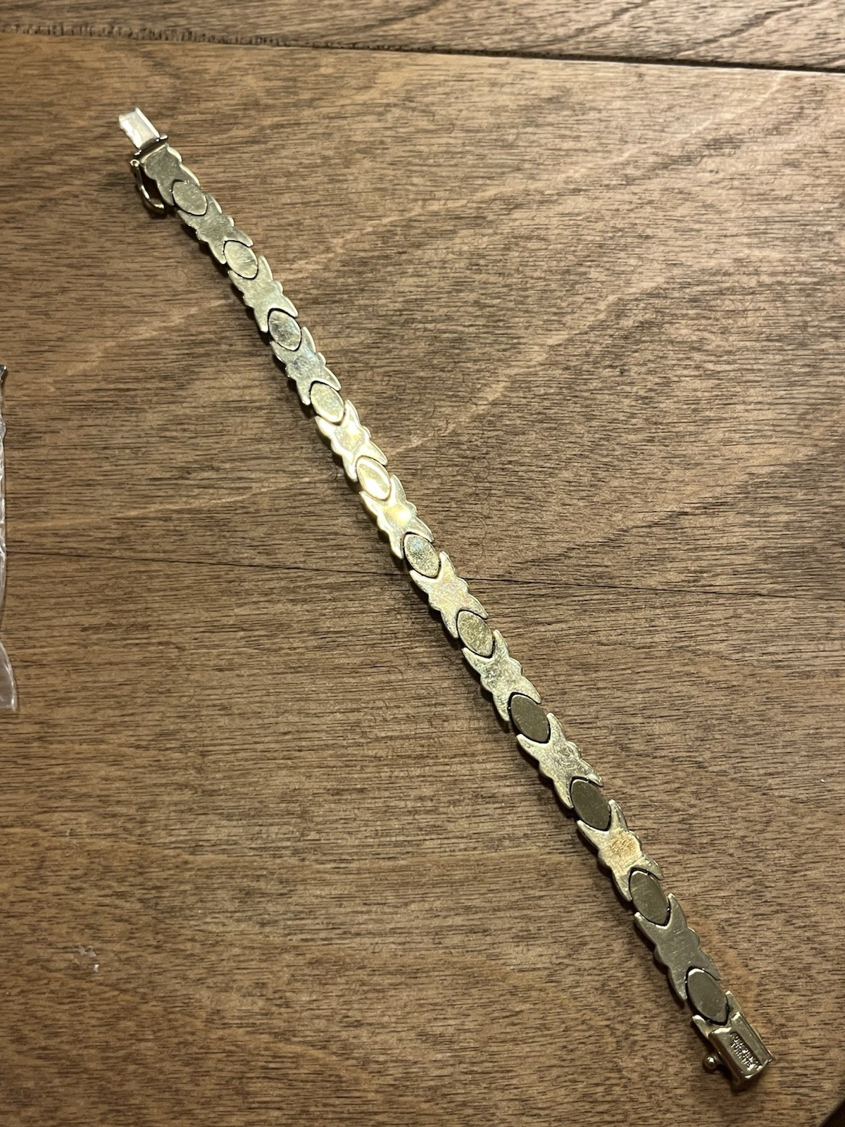 Vintage Turkish 14K Solid Gold Aurafin XO Hugs & Kisses Link Bracelet 7.5”, 8.9g