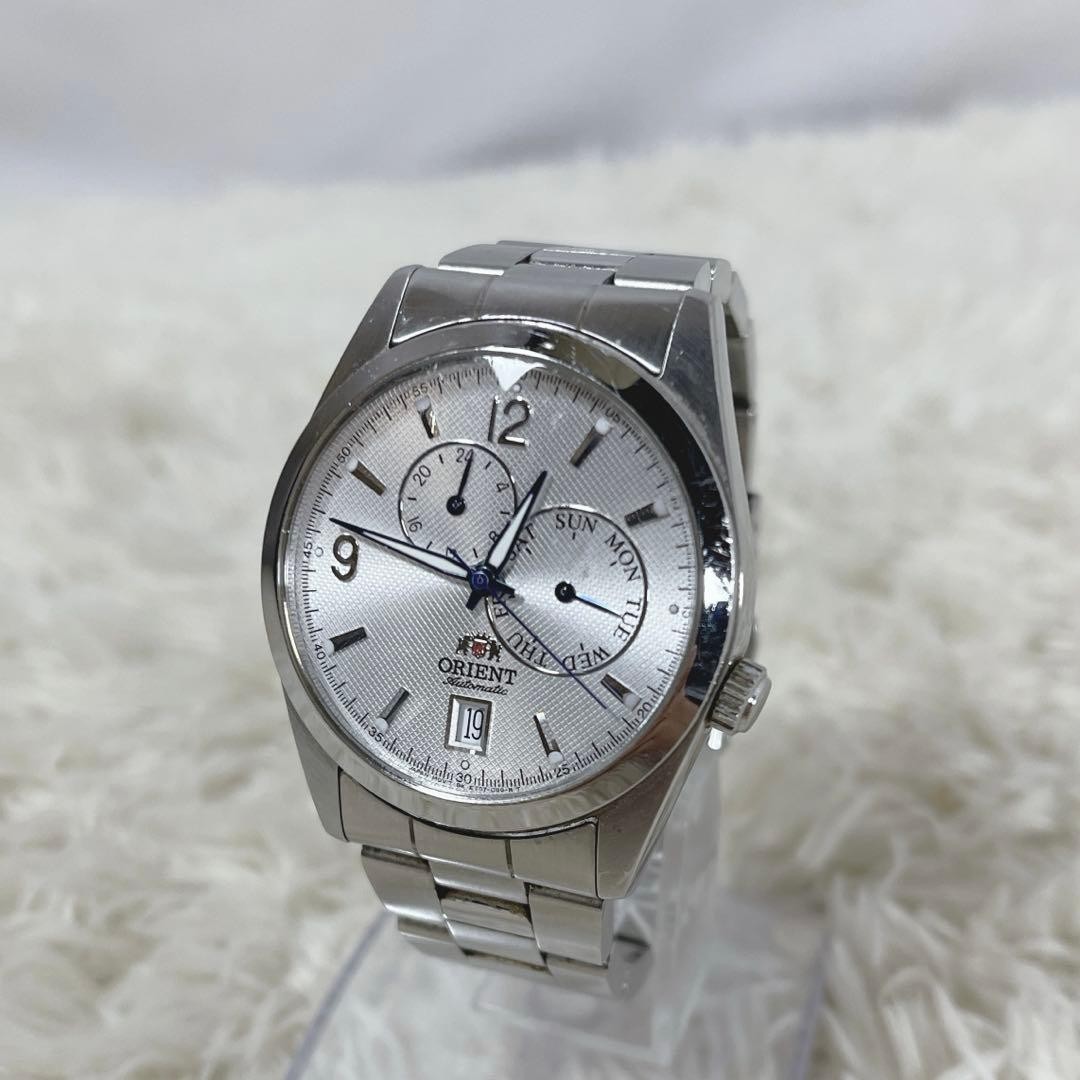 Orient Star Automatic Mens Watch Day Date Box 16cm Wrist Silver Dial Japan
