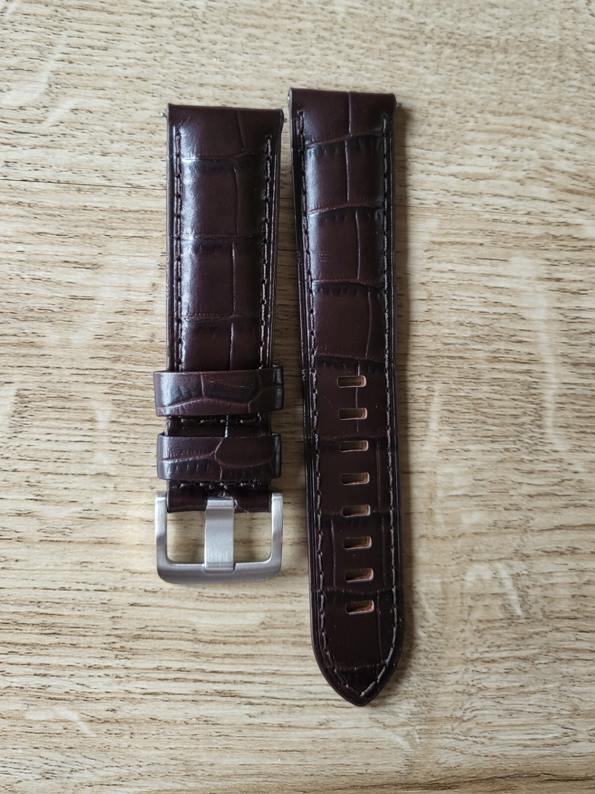 DARK BROWN GENUINE LEATHER WATCH STRAP 22MM EASY FIT HIGH QUALITY STEEL BUCKLE