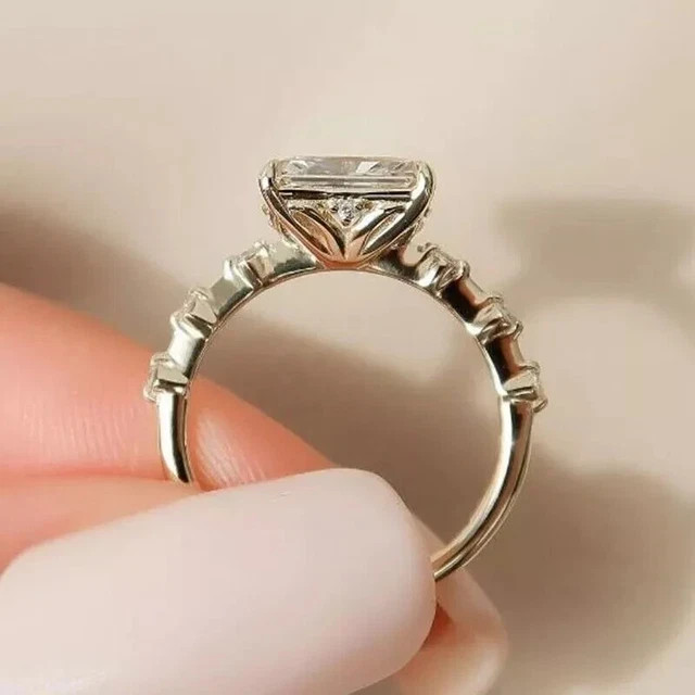 2.55 Ct Radiant Cut Lab Created Diamond Engagement Ring 14K White Gold Plated