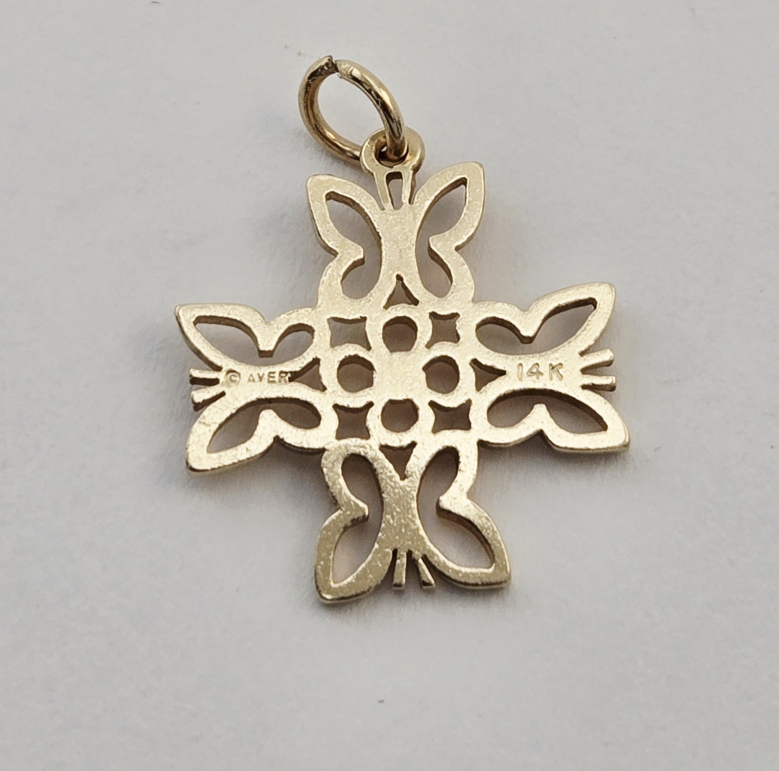 Vintage James Avery 14K Yellow Gold Butterfly Cross Pendant Charm 2.82g HTF Rare