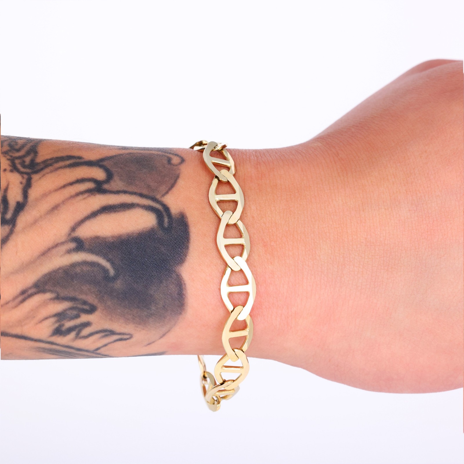 10K Yellow Gold Solid 2mm-9mm Mariner Anchor Link Chain Bracelet 7″ 7.5″ 8″ 9″