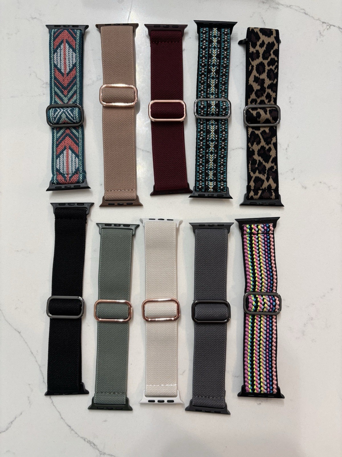 10 Pack Stretchy Nylon Band Compatible with Apple Watch Bands 40mm 41mm