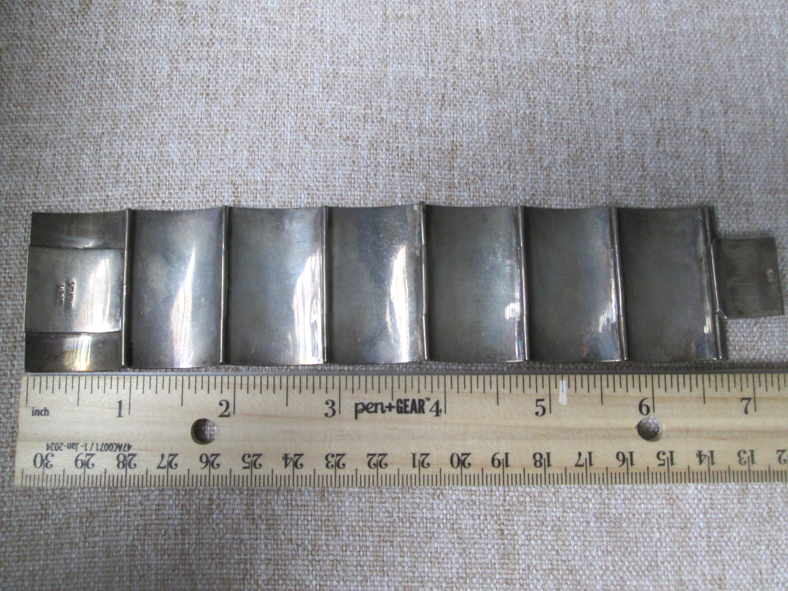 Vintage Siam Sterling Silver Niello Panel Bracelet Boxed Bangkok Thailand 925