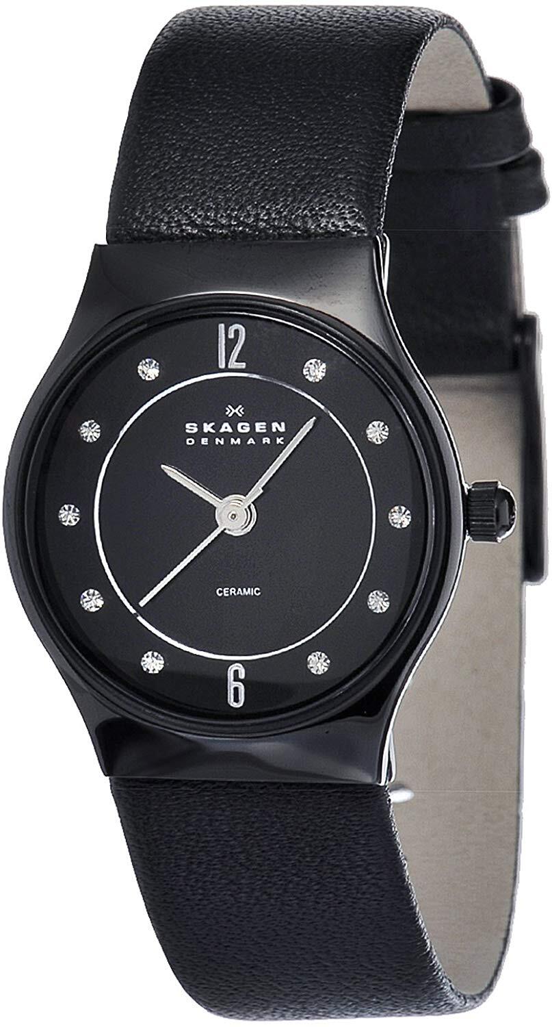 Skagen Black Dial 233XSCLB Ceramic Leather Women’s Analog Watch