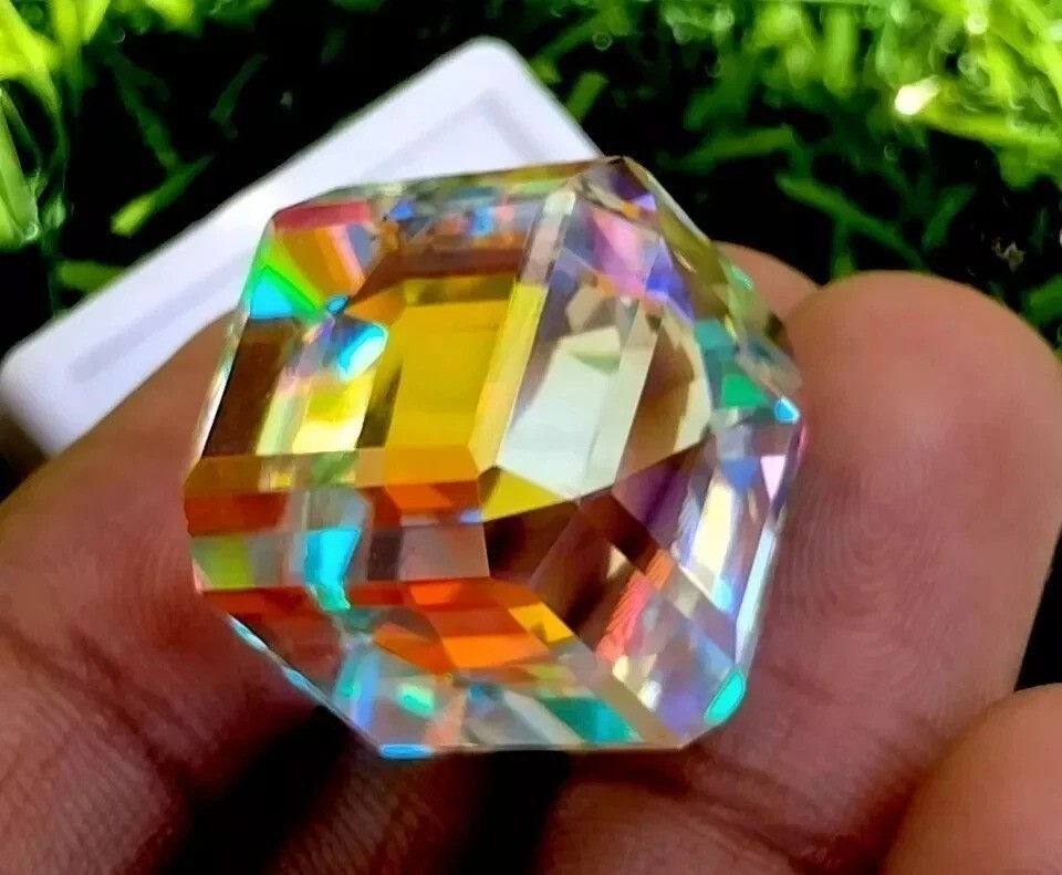 50.5 Ct+ Certified AA+ Natural Cube Cut Rainbow Mystic Topaz Loose Gemstone A1