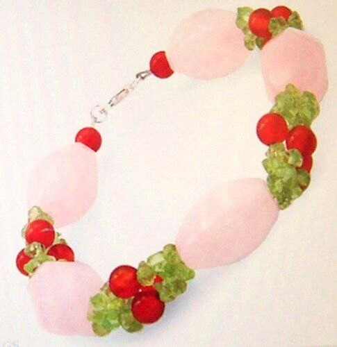 Precious stone bracelet Quartz Peridot Agate ~NEW~
