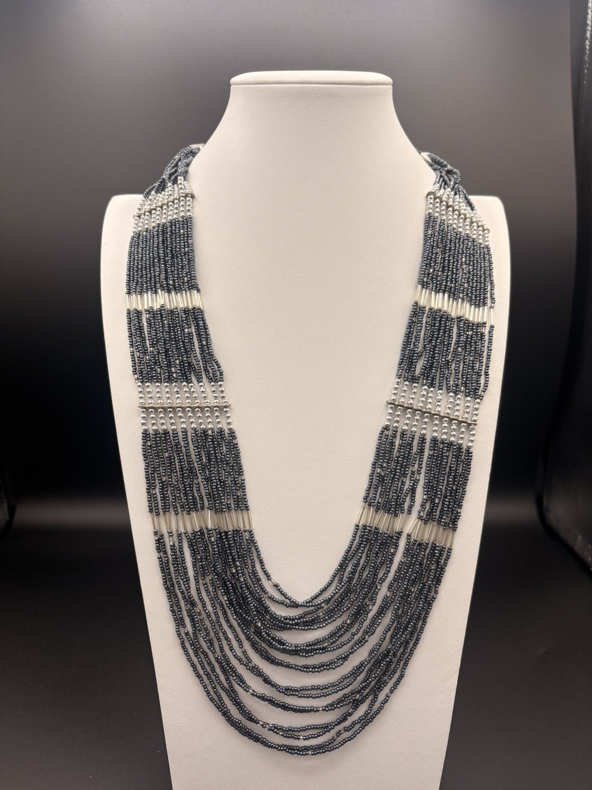 Himalayan Gems Black Beaded Multi Strand 36” Long Necklace