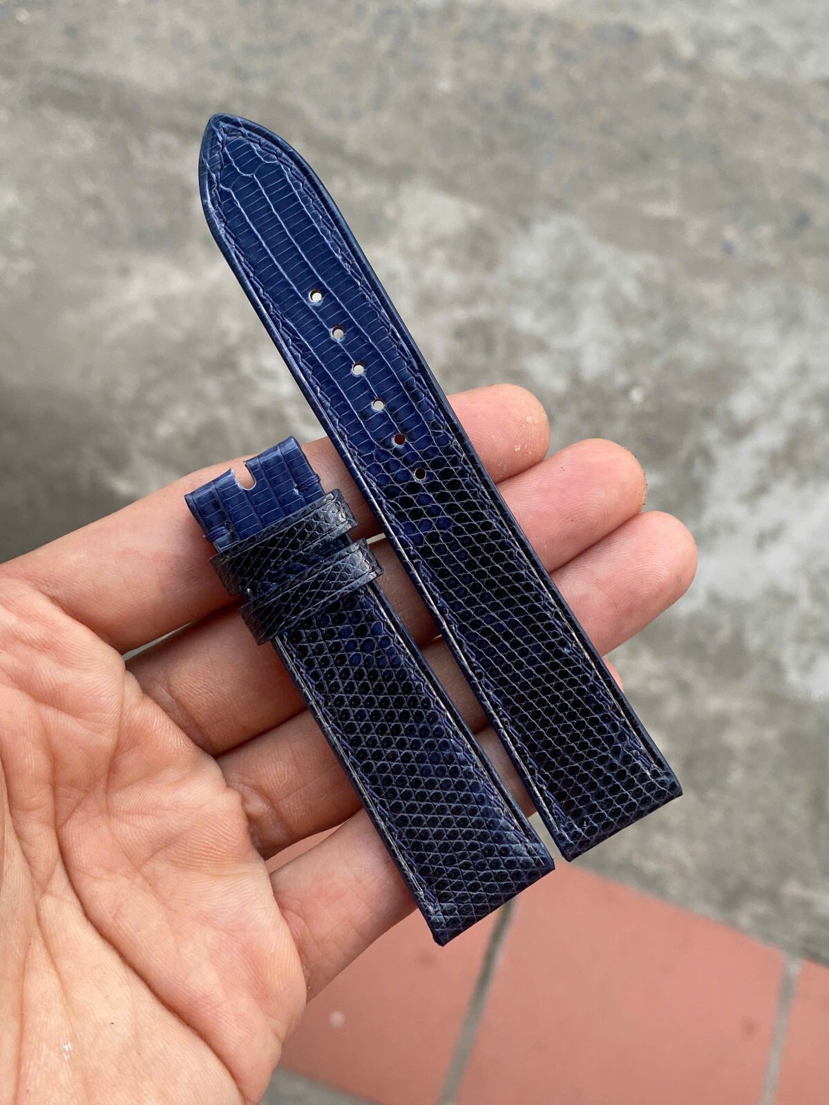 Navy Genuine Lizard skin leather watch strap band 10…17 18 19 20 21 22 23 26mm