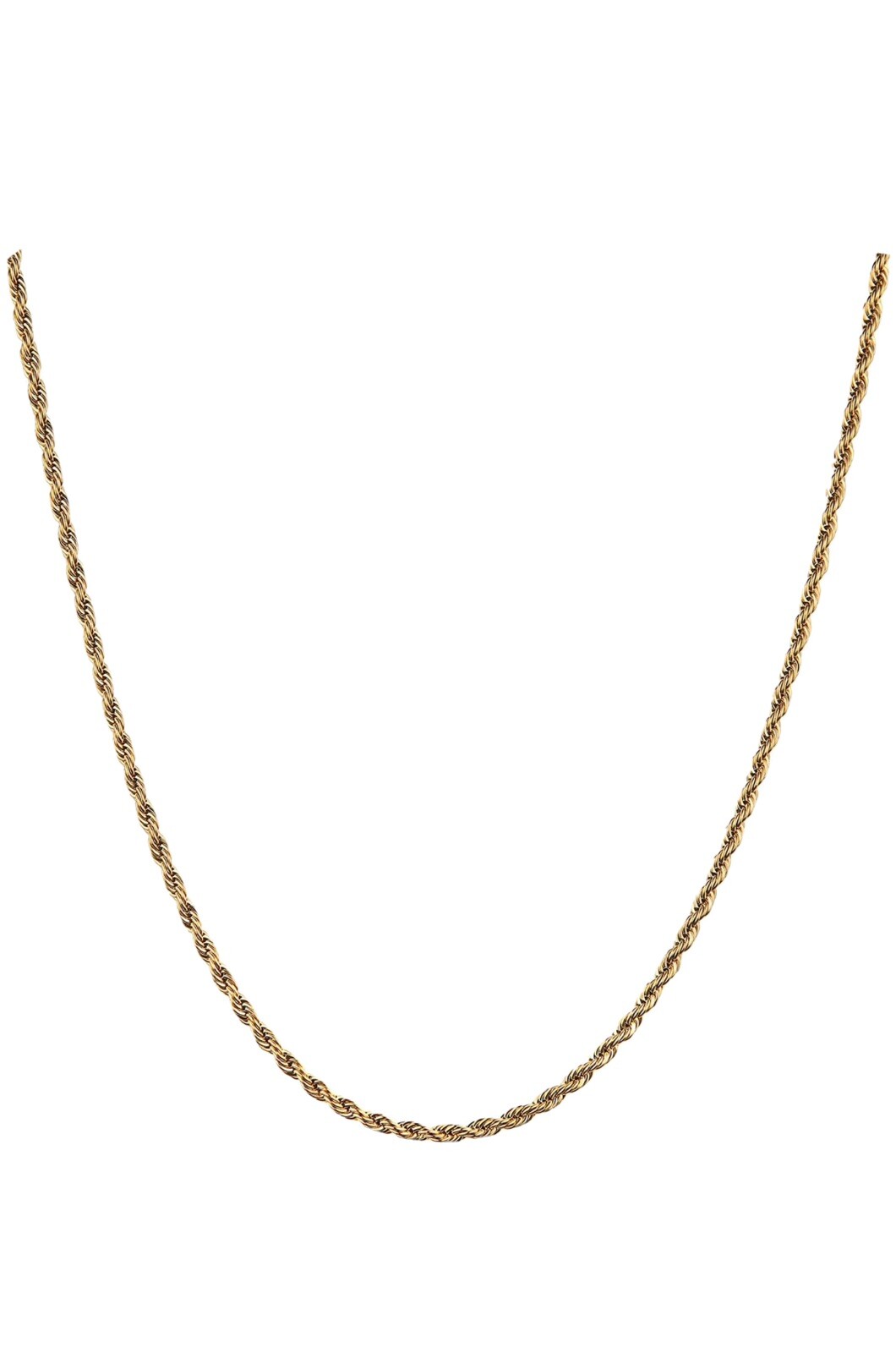 18k Real Gold Plated Rope Chain 2mm, 3mm, 4mm, Stainless Steel Gold, Unisex
