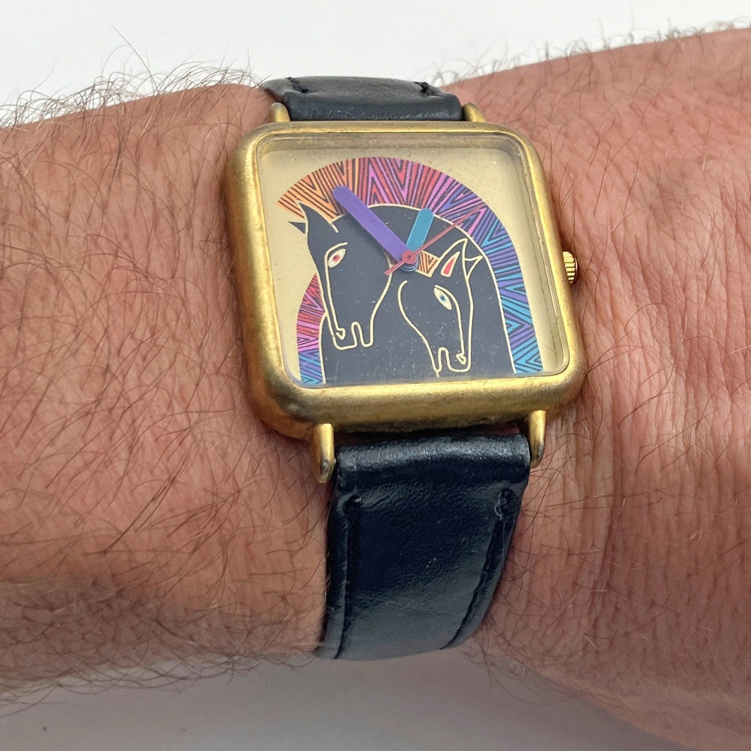 Vintage Laurel Burch Watch Embracing Horses 32mm Womens Mens