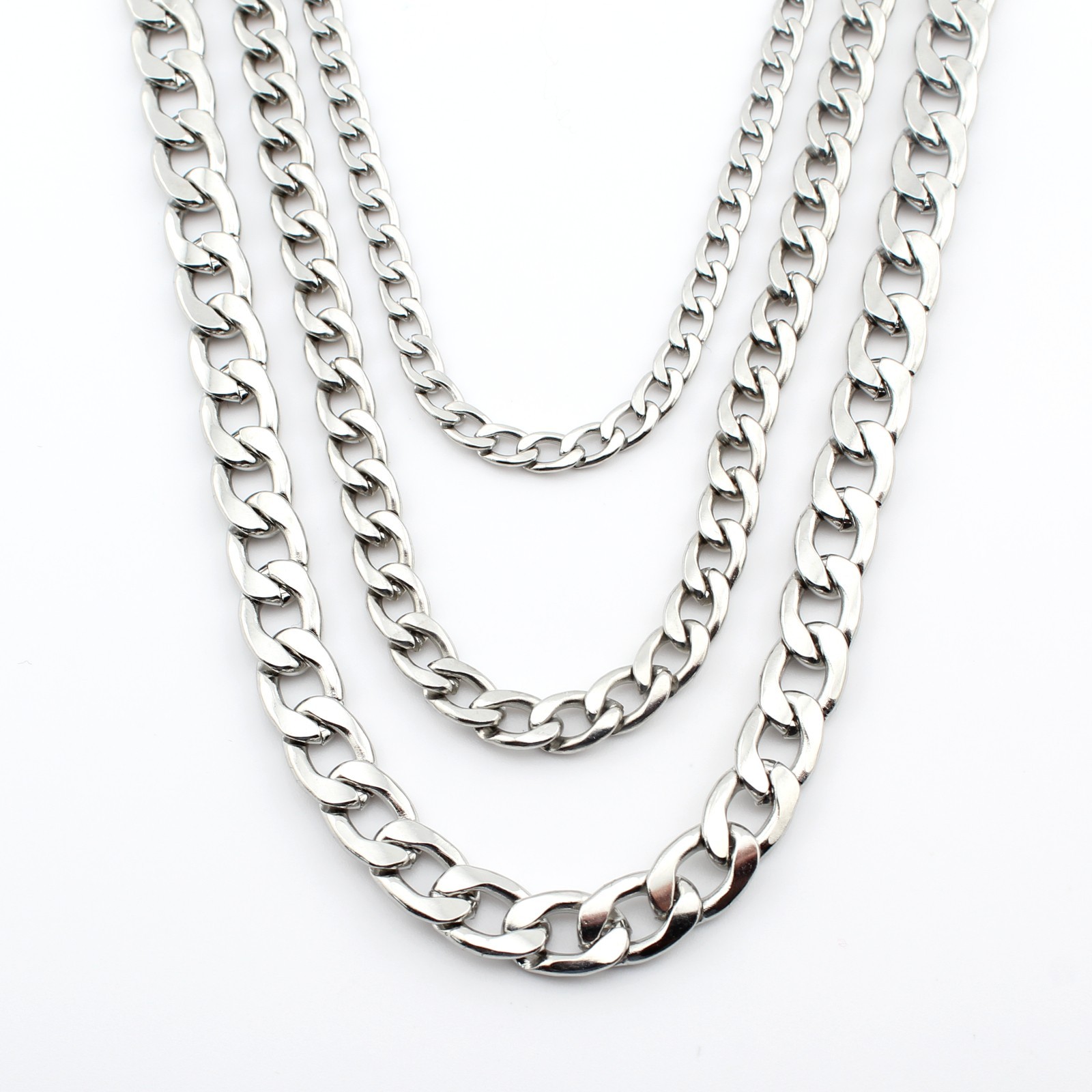 20″ – 24″ Men’s Stainless Steel Silver Cuban Curb Chain Necklace 3.5/5/7mm